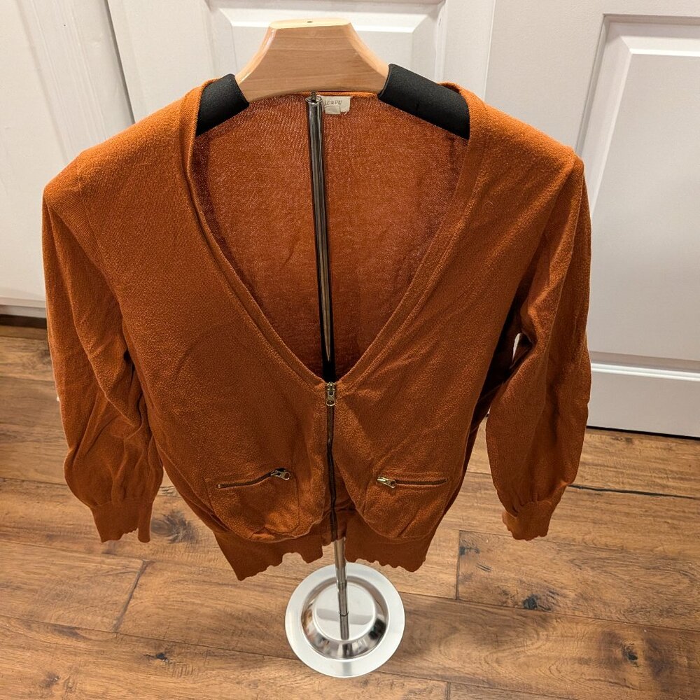 J. Crew zipper cardigan - rust, M